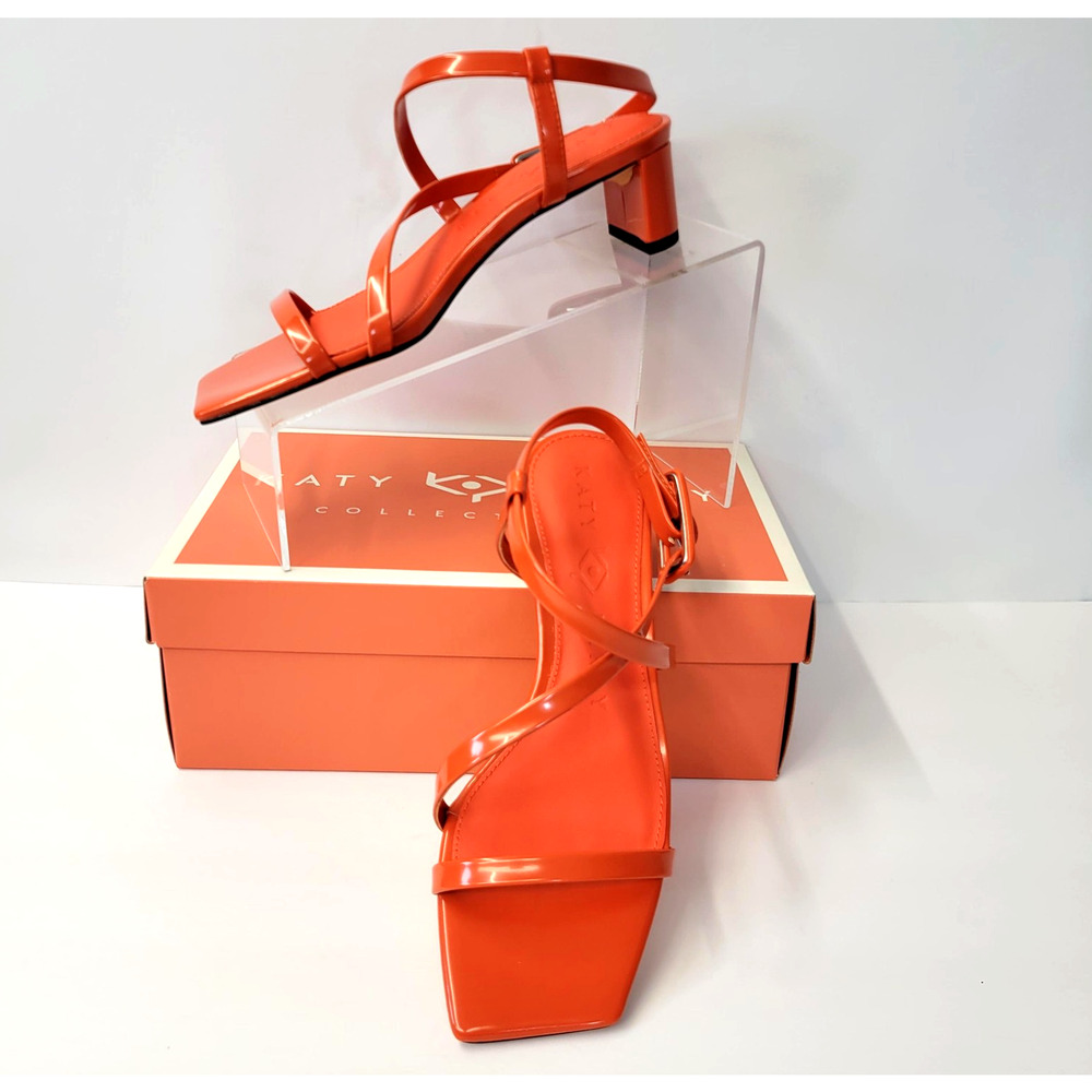 Katy Perry Sandal Wanderering hoes Womens Size 6.5M Flame Orange Strappy Vibrant